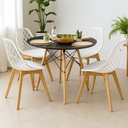 Ver imagem 1 de Kit Mesa Redonda Eames 90cm Preta + 4 Cadeiras Kayla Wood Brancas