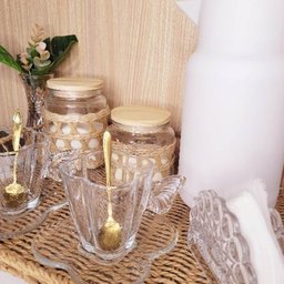 Kit 4 Potes Herméticos Vidro com Sisal Tampa Madeira Wolff 750ml Porta Mantimentos - 8