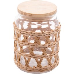 Kit 4 Potes Herméticos Vidro com Sisal Tampa Madeira Wolff 750ml Porta Mantimentos - 3