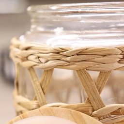 Kit 4 Potes Herméticos Vidro com Sisal Tampa Madeira Wolff 750ml Porta Mantimentos - 6