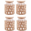 Ver imagem 1 de Kit 4 Potes Herméticos Vidro com Sisal Tampa Madeira Wolff 750ml Porta Mantimentos