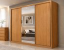 Ver imagem 1 de Guarda-Roupa Casal com Espelho 100% MDF 3 Portas de Correr 6 Gavetas Marrom Cinamomo Vegas