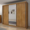 Ver imagem 1 de Guarda-Roupa Casal com Espelho 100% MDF 3 Portas de Correr 6 Gavetas Marrom Cumaru Vegas