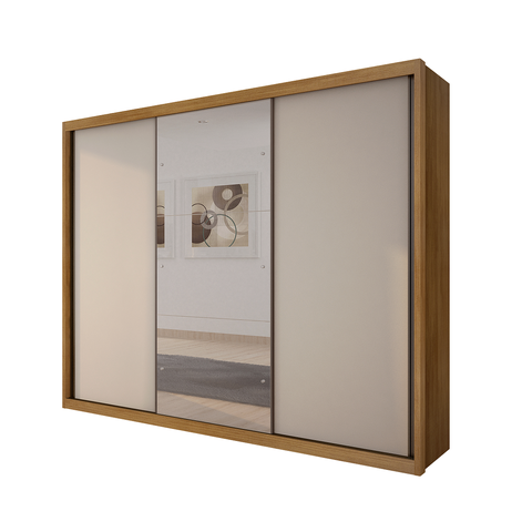 Guarda-Roupa Casal MDF Vegas 3Pts 6Gav com Espelho
