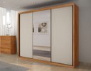 Ver imagem 1 de Guarda-Roupa Casal com Espelho 100% MDF 3 Portas de Correr 6 Gavetas Cinamomo/Fendi Vegas