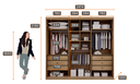 Ver imagem 4 de Guarda-Roupa Casal MDF Vegas 3PTS 6GAV com Espelho Fendi