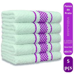 Kit 5 Pano de Prato Super Luxo Atoalhado Premium Gourmet Beka - Roxo - 2