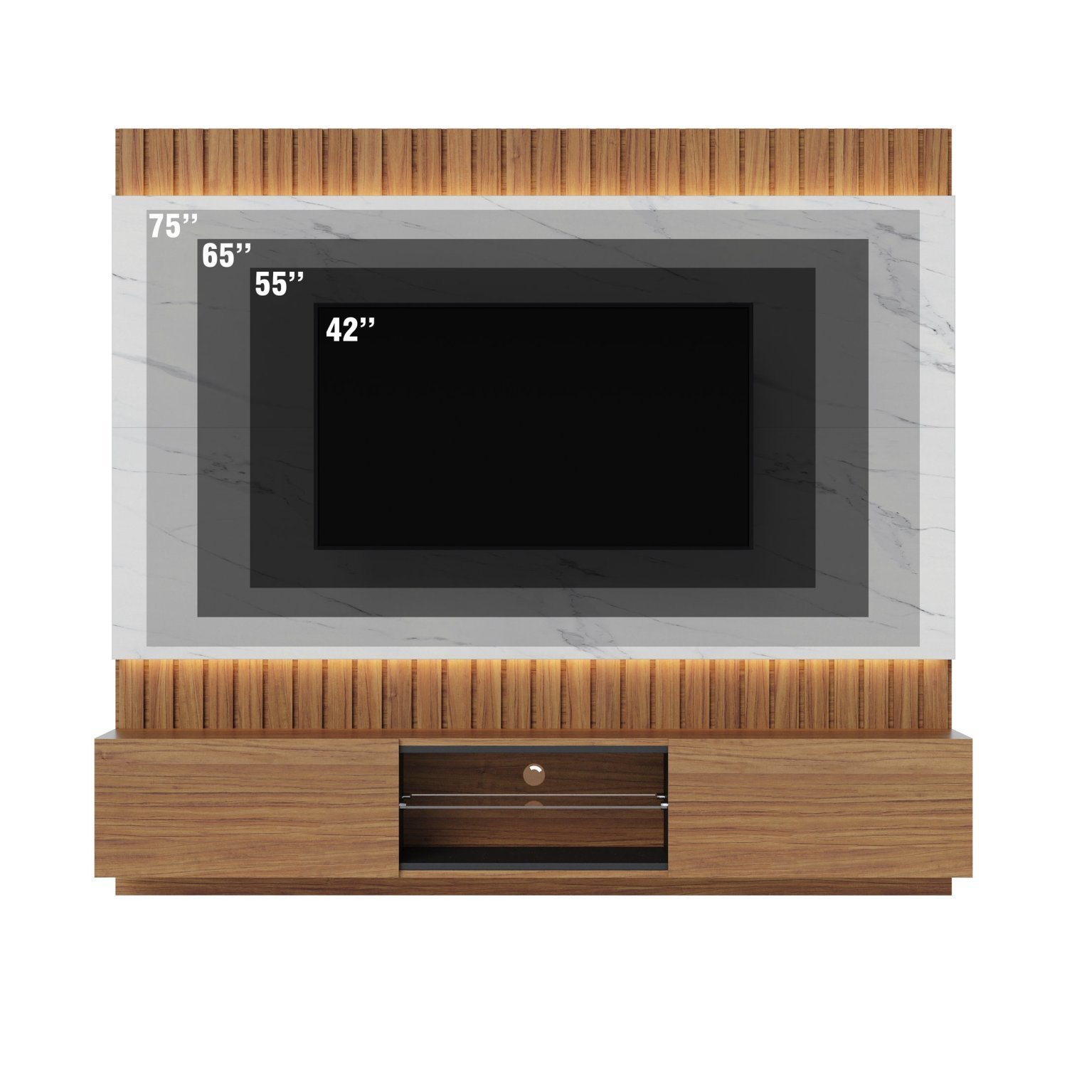 Painel Para TV até 70 Polegadas com LED 2 Portas 1 Prateleira de Vidro Búzios  - 8