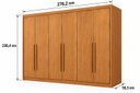Ver imagem 4 de Guarda Roupa Casal MDF 6 Portas 6 Gavetas Reno Marrom/Cinamomo