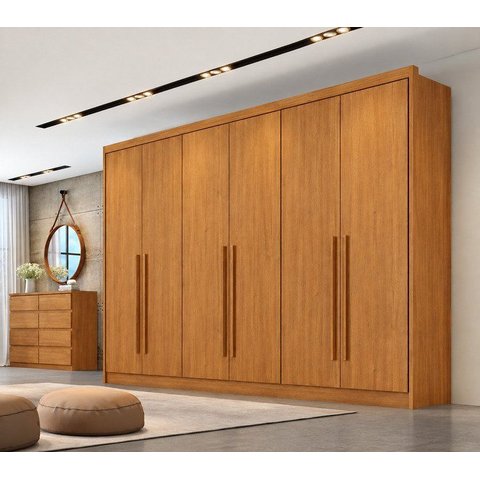 Guarda Roupa Casal MDF 6 Portas 6 Gavetas Reno Marrom/Cinamomo