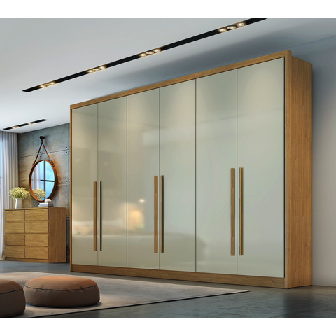 Guarda Roupa Casal 100% MDF 6 Portas 6 Gavetas Reno Cumaru/Fendi