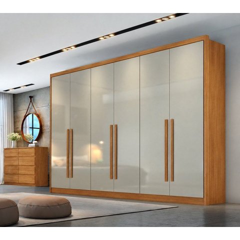 Guarda Roupa Casal 100% MDF 6 Portas 6 Gavetas Reno Cinamomo/Fendi