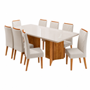 Ver imagem 1 de Conjunto Sala de Jantar 8 Lugares Retangular Tampo de Vidro/MDF Maisa Cobre/Off/Bege- Casa Giulia