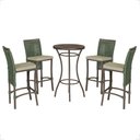 Ver imagem 1 de Mesa Bistrô e 4 Banquetas Roma Marrom Corda Estofado 7 Trama Verde