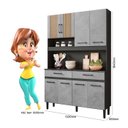 Ver imagem 3 de Kit Cozinha Bari 8 Portas Nicioli - Chumbo/concreto