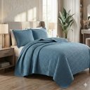 Ver imagem 4 de Cobre Leito King Flick Matelado Bordado 3PÇ Percal 300 Fios- Azul