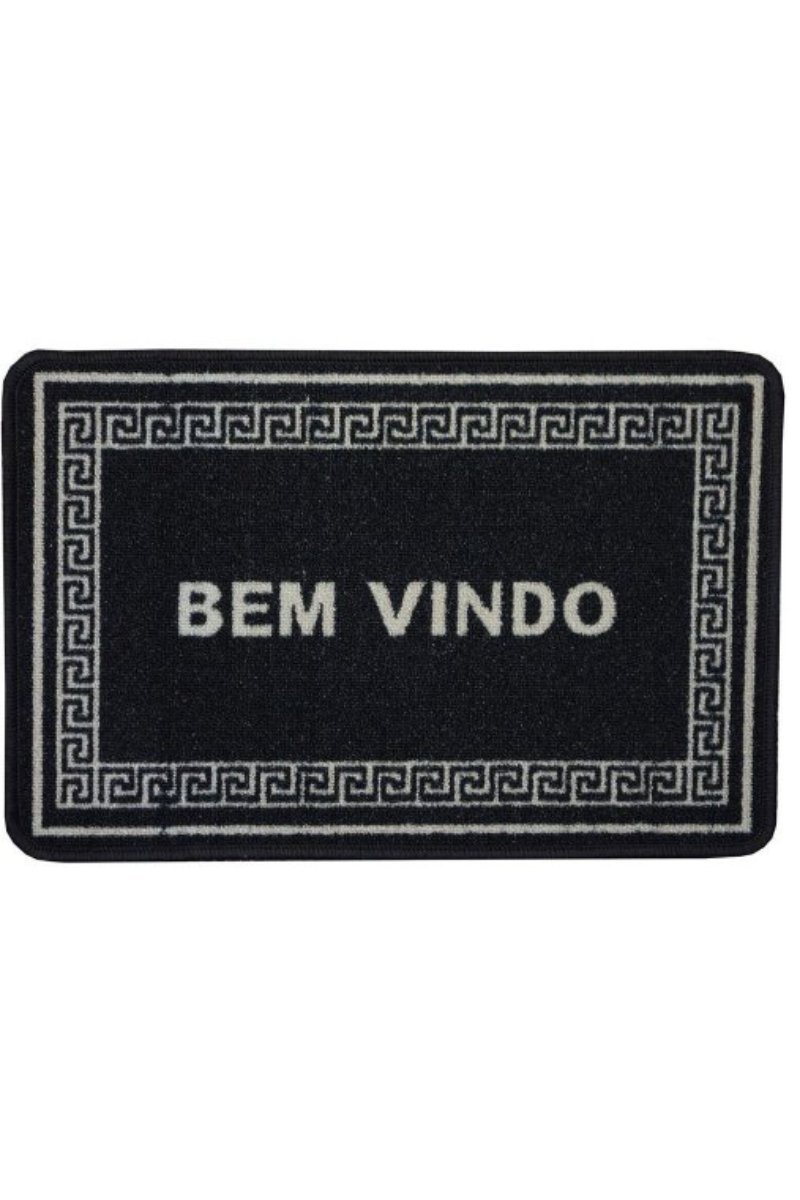 Tapete Boucle Bem-vindo 40cm X 60cm Niazitex Preto