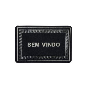 Tapete Boucle Bem-vindo 40cm X 60cm Niazitex Preto