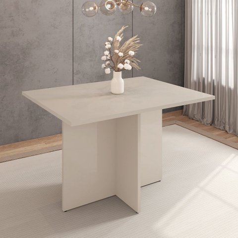 Mesa Paris 120 cm s/ Vidro Off White Casa D
