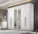 Ver imagem 1 de Guarda Roupa Casal MDF 6 Portas 6 Gavetas com Espelho Reno Branco