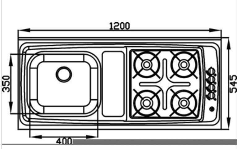 Fogão Pia 4 Bocas Acendimento Automático + Gabinete - 5