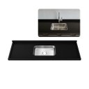 Ver imagem 1 de Pia de Cozinha 100cm Granito Preto Aracruz Cuba Inox Rasa: Preto Aracruz