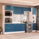 Ver imagem 1 de Armário de Cozinha Modulada Completa 5 Peças 310cm com Tampo 100% Mdf Amara Politorno Móveis
