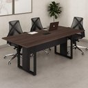 Ver imagem 1 de Mesa Reunião Industrial 200 cm X 90 cm para 8 Pessoas com 1 Caixa de Tomadas F5 Office Cor:Málaga