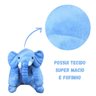 Almofada Travesseiro Elefante News para Bebê de Pelúcia 60cm Menino - Azul - 3
