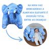Almofada Travesseiro Elefante News para Bebê de Pelúcia 60cm Menino - Azul - 9