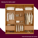Ver imagem 4 de Guarda Roupa Casal Divino 6 Portas 4 Gavetas com Pés Marrom/Imbuia/Off White