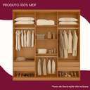 Ver imagem 5 de Guarda Roupa Casal Divino 6 Portas 4 Gavetas com Pés Marrom/Imbuia