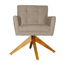 Ver imagem 1 de Poltrona Decorativa Onix Pés Giratório de Madeira Suede Capuccino - DS Estofados