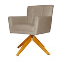 Ver imagem 2 de Poltrona Decorativa Onix Pés Giratório de Madeira Suede Capuccino - DS Estofados