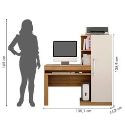 Mesa para Computador com Armário 1 Porta 1 Gaveta Office Valdemóveis Cinamomo/off White - 7