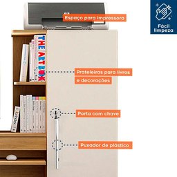 Mesa para Computador com Armário 1 Porta 1 Gaveta Office Valdemóveis Cinamomo/off White - 8