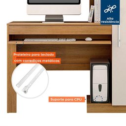 Mesa para Computador com Armário 1 Porta 1 Gaveta Office Valdemóveis Cinamomo/off White - 5