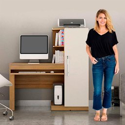 Mesa para Computador com Armário 1 Porta 1 Gaveta Office Valdemóveis Cinamomo/off White - 10