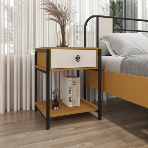 Mesa de Cabeceira 1 Gaveta 61cm x 48cm Sevilha Marrom