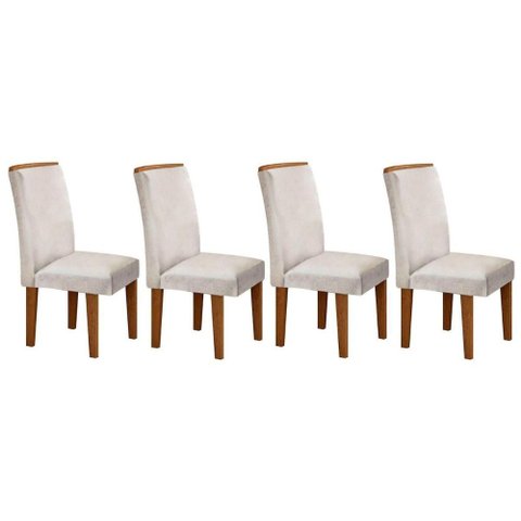 Kit 4 Cadeiras Sala Jantar Lunara 4 Un Capuccino/suede Creme - Rufato