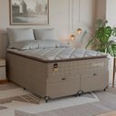 Ver imagem 7 de Cama Box Baú Casal Bipartido Colchão Comfort Class Pillowtop Bege/suede Bege