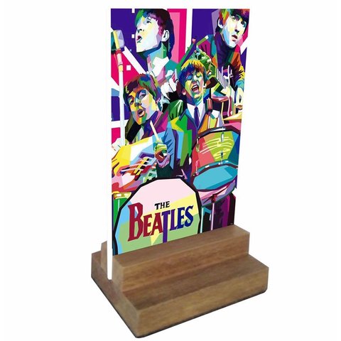 Placa e Display de Mesa Decorativa da Banda Beatles
