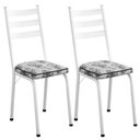 Ver imagem 1 de Kit 2 Cadeiras Tubular Europa 118 Branco Assento Floral Cinza Artef