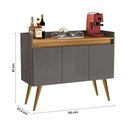 Ver imagem 4 de Aparador Buffet Sala Gold 3 Portas com Pés de Madeira Maciça Cinza/mel