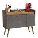 Ver imagem 1 de Aparador Buffet Sala Gold 3 Portas com Pés de Madeira Maciça Cinza/mel