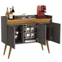 Ver imagem 3 de Aparador Buffet Sala Gold 3 Portas com Pés de Madeira Maciça Cinza/mel