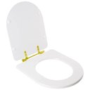 Ver imagem 2 de Assento Sanitário Carrara Branco para Vaso Deca com Ferragem Dourada
