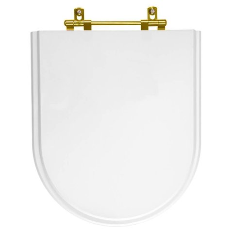 Assento Sanitário Carrara Branco para Vaso Deca com Ferragem Dourada