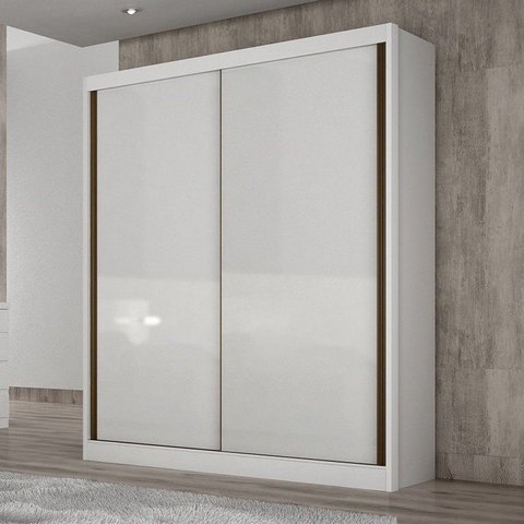 Guarda Roupa Solteiro em MDF 2 Portas 3 Gavetas Ávila Branco