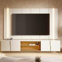 Ver imagem 3 de Rack para Sala com Painel para TV 75 pol com LED 243cm Novare C04 Off White Matte Freijó - Lyam